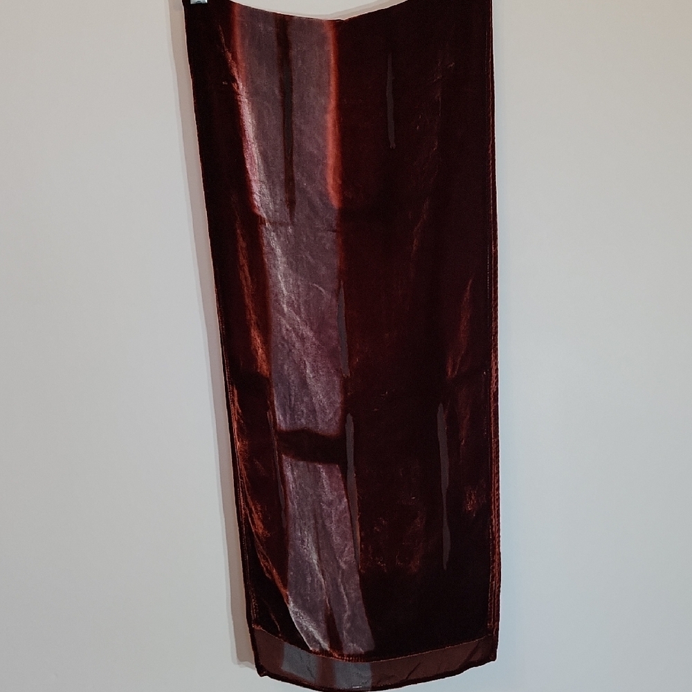 Chic Burgundy Velvet Scarf with see thru cutouts (mesh not torn)